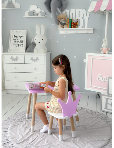 Stoły i ławki - Stolik z krzesełkiem dla dziecka krzesełko korona fioletowy stoliczek - product 7