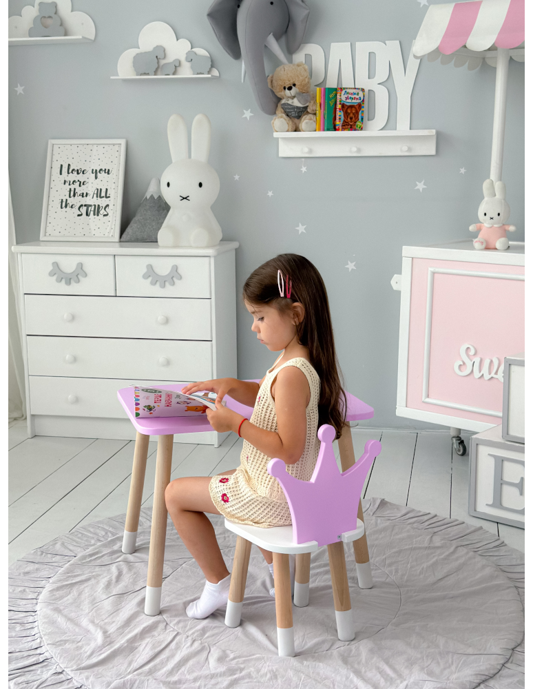 Stoły i ławki - Stolik z krzesełkiem dla dziecka krzesełko korona fioletowy stoliczek - product b2b.wamar.biz 7