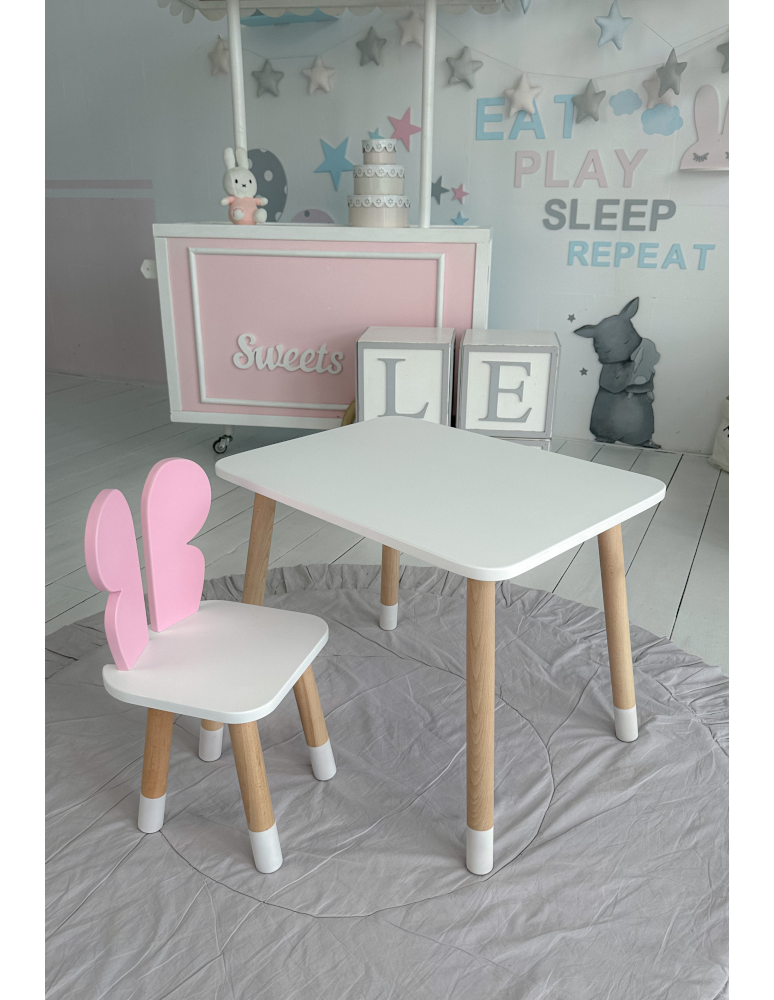 Stoły i ławki - Stolik z krzesełkiem dla dziecka krzesełko motylek biały stół zestaw kpl - produkt b2b.wamar.biz 2