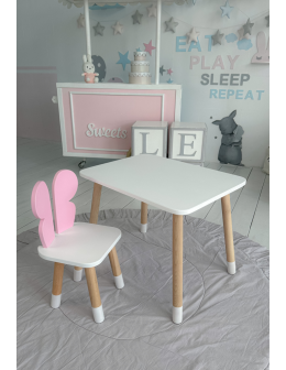 Stolik z krzesełkiem dla dziecka krzesełko motylek biały stół zestaw kpl - product 2