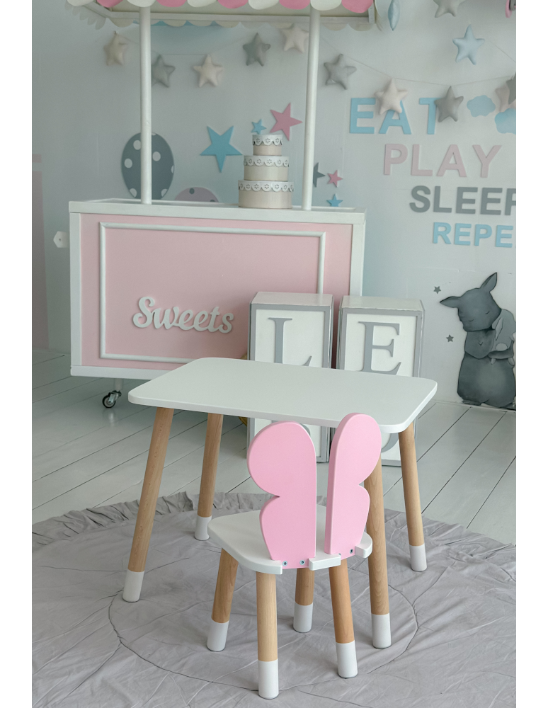 Stoły i ławki - Stolik z krzesełkiem dla dziecka krzesełko motylek biały stół zestaw kpl - produkt b2b.wamar.biz 3