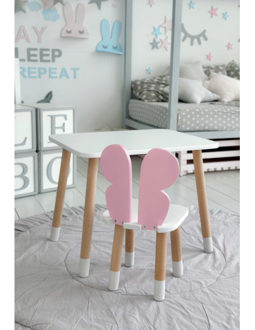 Stoły i ławki - Stolik z krzesełkiem dla dziecka krzesełko motylek biały stół zestaw kpl - produkt 4