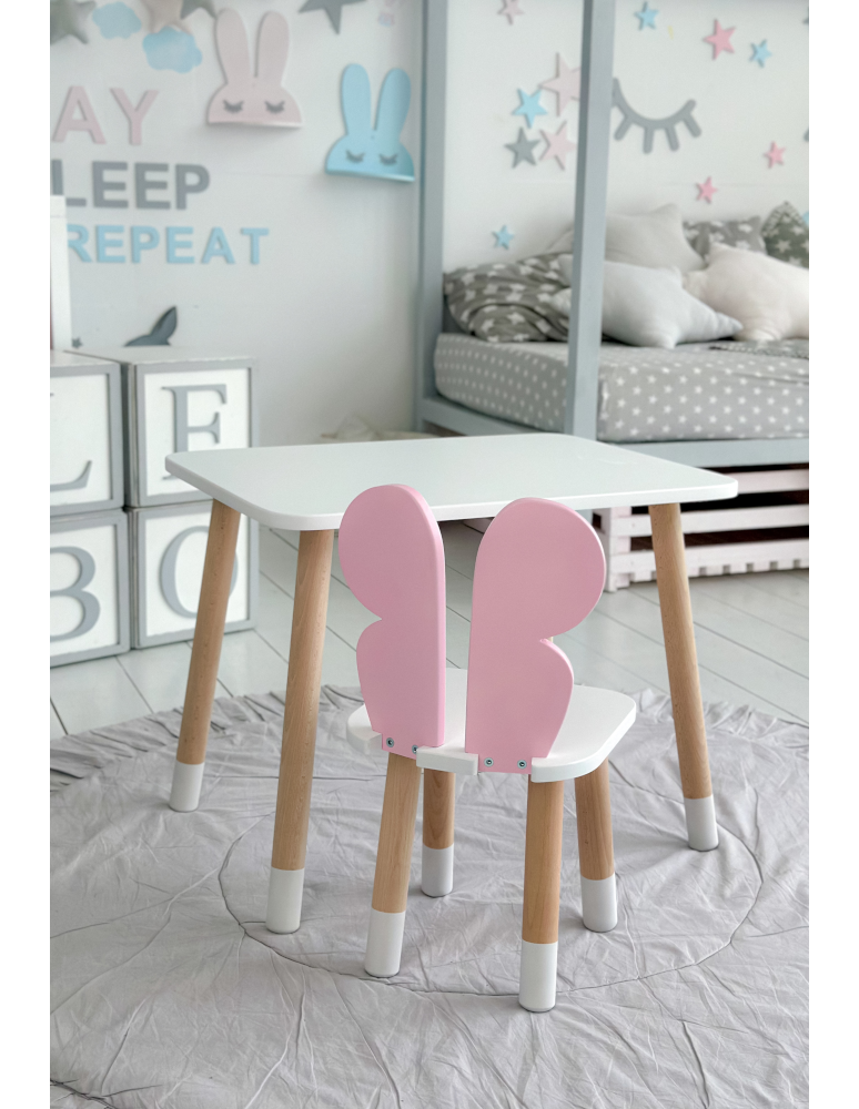 Stoły i ławki - Stolik z krzesełkiem dla dziecka krzesełko motylek biały stół zestaw kpl - produkt b2b.wamar.biz 4