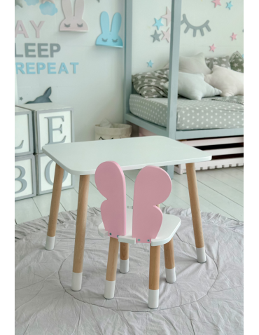 Stoły i ławki - Stolik z krzesełkiem dla dziecka krzesełko motylek biały stół zestaw kpl - produkt 5