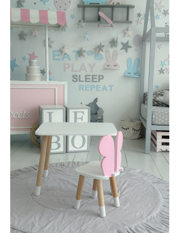 Stoły i ławki - Stolik z krzesełkiem dla dziecka krzesełko motylek biały stół zestaw kpl - produkt 6