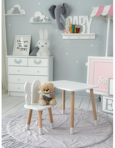 Biały prostokątny stolik i dziecięce krzesełko motylek stoliczek zestaw - produkt 2
