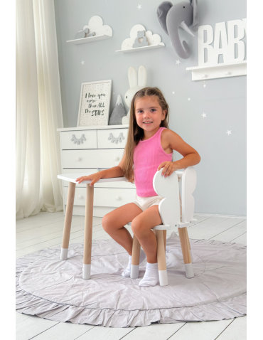 Stoły i ławki - Biały prostokątny stolik i dziecięce krzesełko motylek stoliczek zestaw - produkt 4