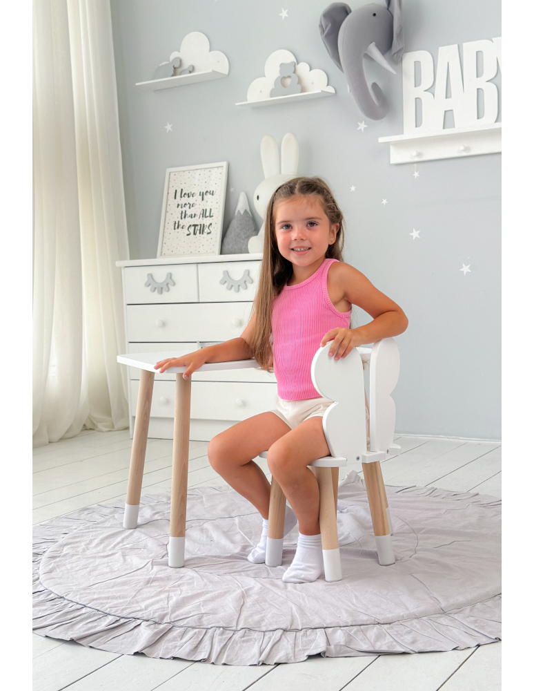 Stoły i ławki - Biały prostokątny stolik i dziecięce krzesełko motylek stoliczek zestaw - produkt b2b.wamar.biz 4