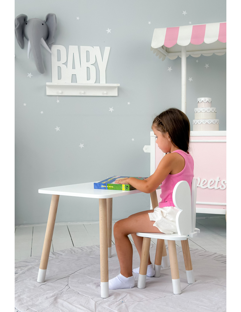 Stoły i ławki - Biały prostokątny stolik i dziecięce krzesełko motylek stoliczek zestaw - produkt b2b.wamar.biz 6