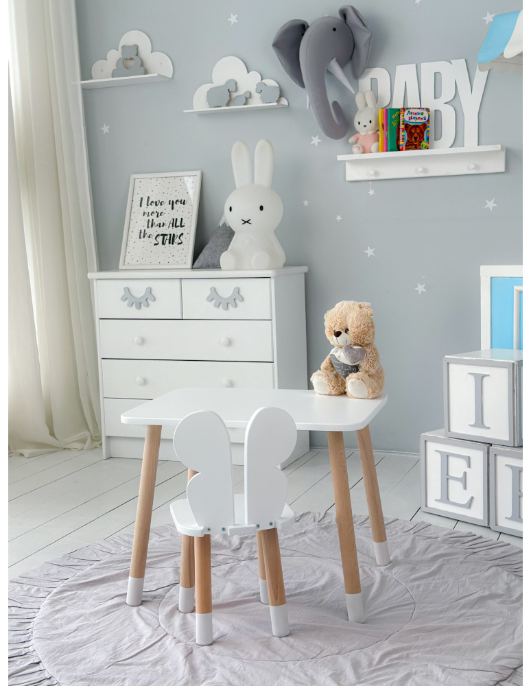 Stoły i ławki - Biały prostokątny stolik i dziecięce krzesełko motylek stoliczek zestaw - produkt b2b.wamar.biz 7