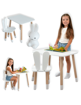 Stoliczek krzesełko stolik krzesło króliczek uszka królik zestaw dziecka