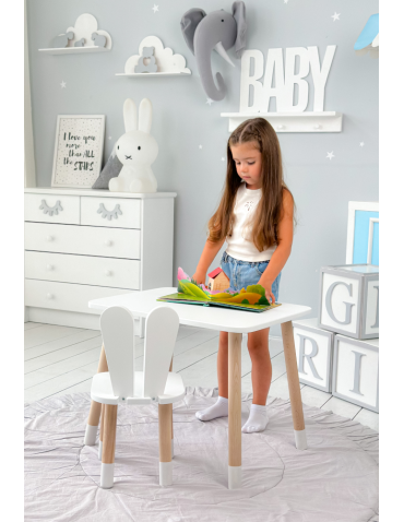Stoły i ławki - Stoliczek krzesełko stolik krzesło króliczek uszka królik zestaw dziecka - produkt 4