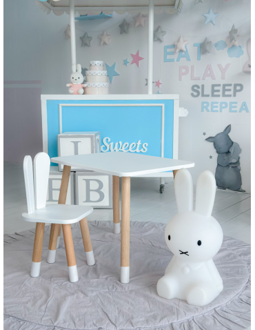 Stoły i ławki - Stoliczek krzesełko stolik krzesło króliczek uszka królik zestaw dziecka - produkt 6