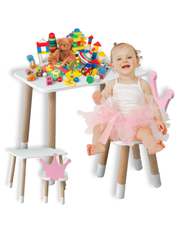 Stolik dla dziecka z krzesełkiem korona księżniczka róż krzesełko stół