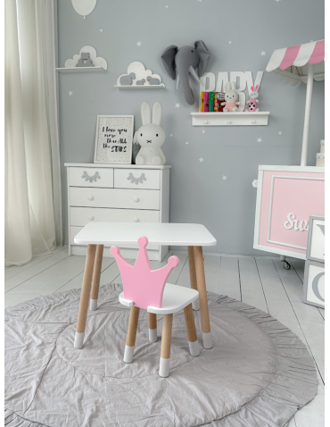 Stoły i ławki - Stolik dla dziecka z krzesełkiem korona księżniczka róż krzesełko stół - produkt 3