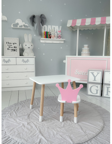 Stoły i ławki - Stolik dla dziecka z krzesełkiem korona księżniczka róż krzesełko stół - produkt 4