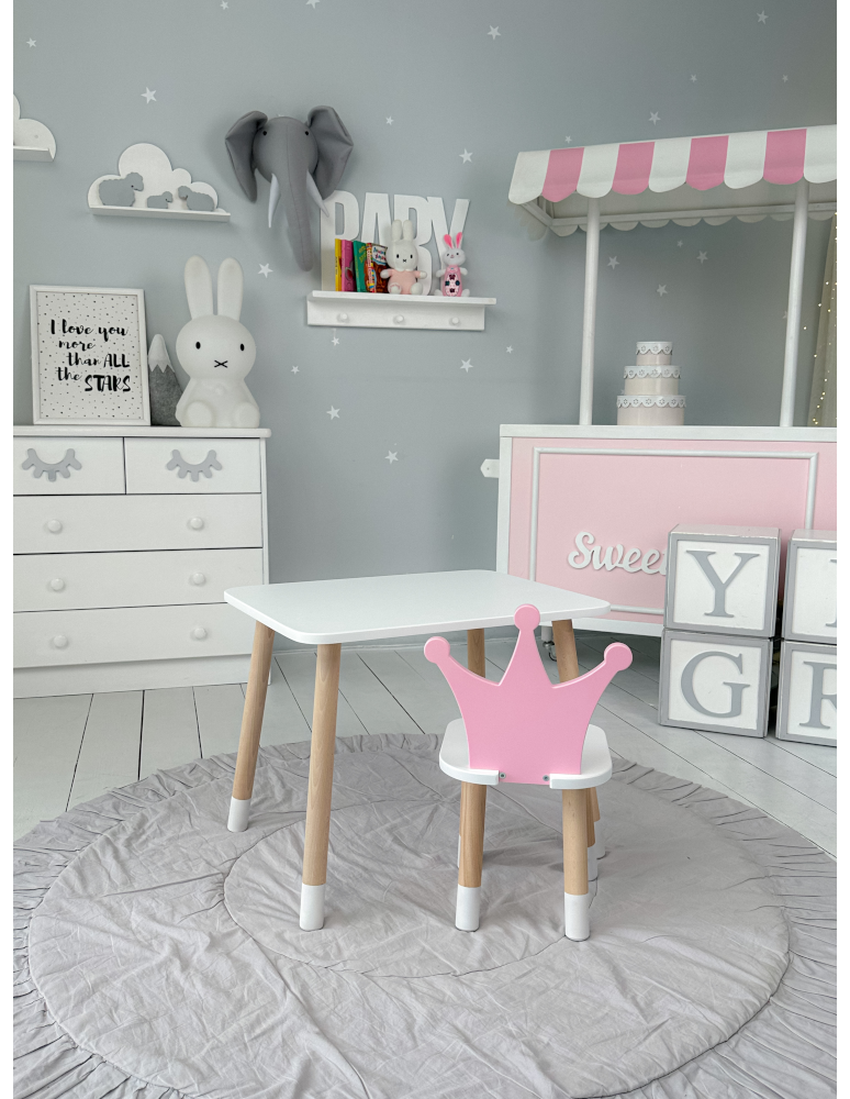Stoły i ławki - Stolik dla dziecka z krzesełkiem korona księżniczka róż krzesełko stół - produkt b2b.wamar.biz 4