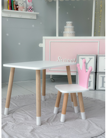 Stoły i ławki - Stolik dla dziecka z krzesełkiem korona księżniczka róż krzesełko stół - produkt 5
