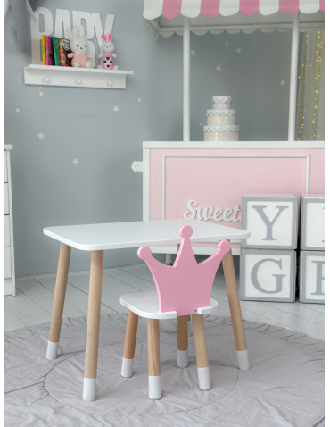 Stoły i ławki - Stolik dla dziecka z krzesełkiem korona księżniczka róż krzesełko stół - produkt 6