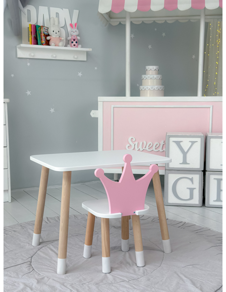 Stoły i ławki - Stolik dla dziecka z krzesełkiem korona księżniczka róż krzesełko stół - produkt b2b.wamar.biz 6