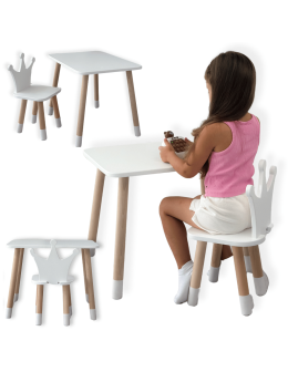 Stolik z krzesełkiem biały krzesełko korona stół krzesło zestaw dziecka