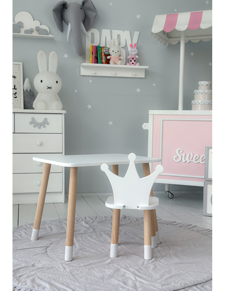 Stoły i ławki - Stolik z krzesełkiem biały krzesełko korona stół krzesło zestaw dziecka - produkt b2b.wamar.biz 3