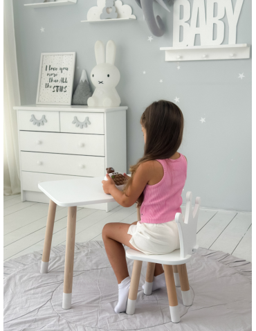 Stoły i ławki - Stolik z krzesełkiem biały krzesełko korona stół krzesło zestaw dziecka - produkt 5