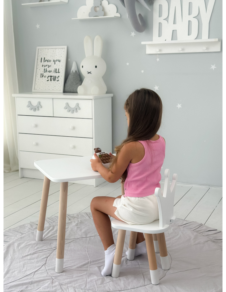 Stoły i ławki - Stolik z krzesełkiem biały krzesełko korona stół krzesło zestaw dziecka - produkt b2b.wamar.biz 5