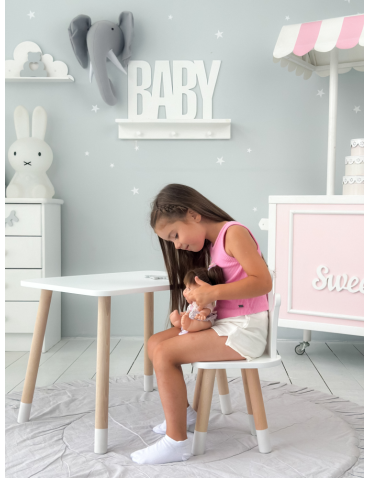 Stoły i ławki - Stolik z krzesełkiem biały krzesełko korona stół krzesło zestaw dziecka - produkt 6