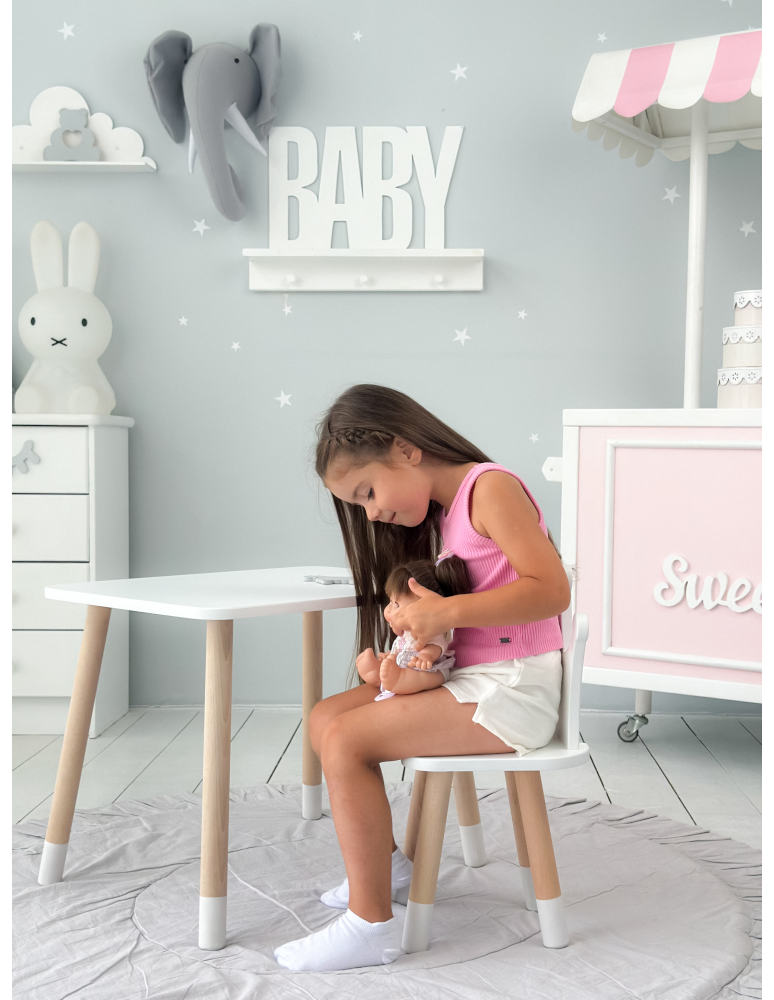 Stoły i ławki - Stolik z krzesełkiem biały krzesełko korona stół krzesło zestaw dziecka - produkt b2b.wamar.biz 6