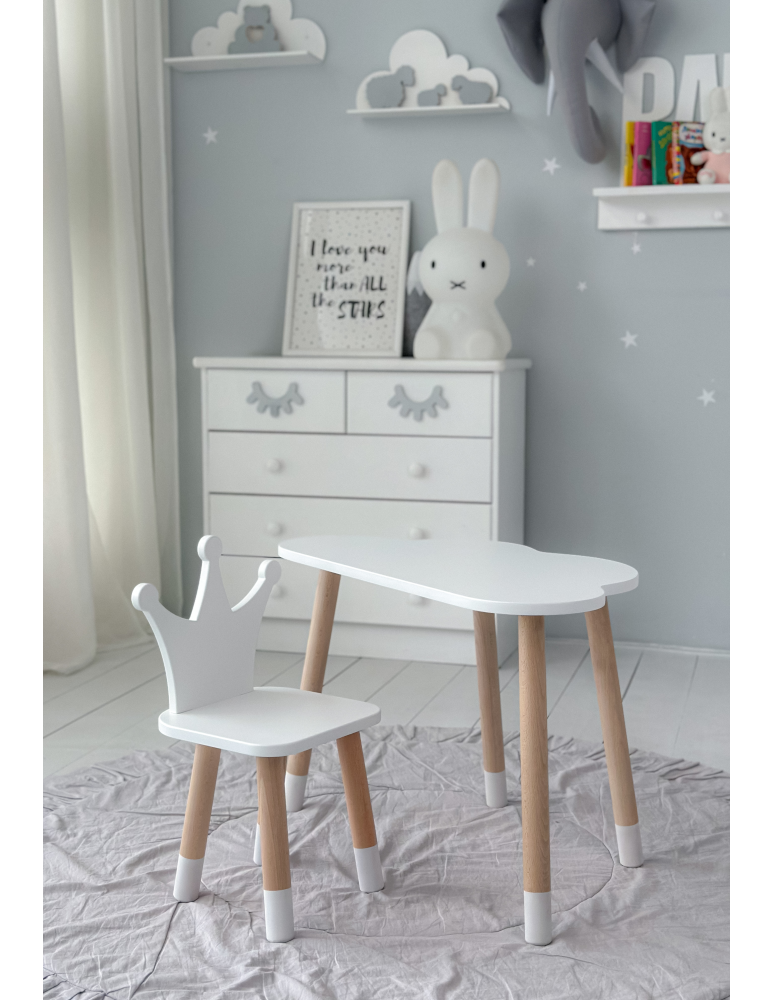 Stoły i ławki - Stolik chmurka z krzesełkiem korona biały komplet stoliczek krzesło zestaw - produkt b2b.wamar.biz 2