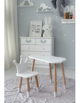 Stolik chmurka z krzesełkiem korona biały komplet stoliczek krzesło zestaw - product 2