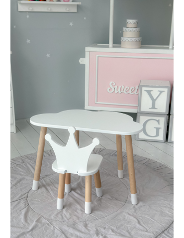 Stoły i ławki - Stolik chmurka z krzesełkiem korona biały komplet stoliczek krzesło zestaw - produkt 3