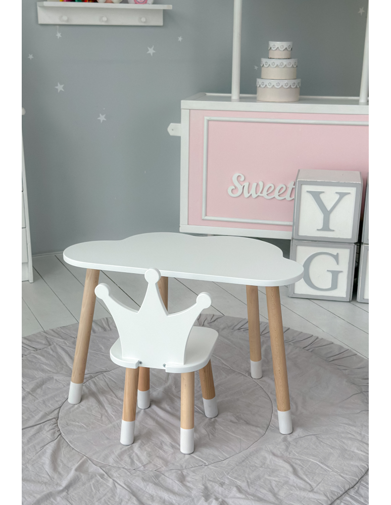 Stoły i ławki - Stolik chmurka z krzesełkiem korona biały komplet stoliczek krzesło zestaw - produkt b2b.wamar.biz 3