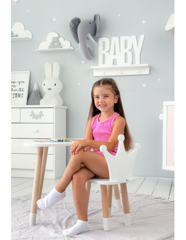 Stoły i ławki - Stolik chmurka z krzesełkiem korona biały komplet stoliczek krzesło zestaw - produkt 5