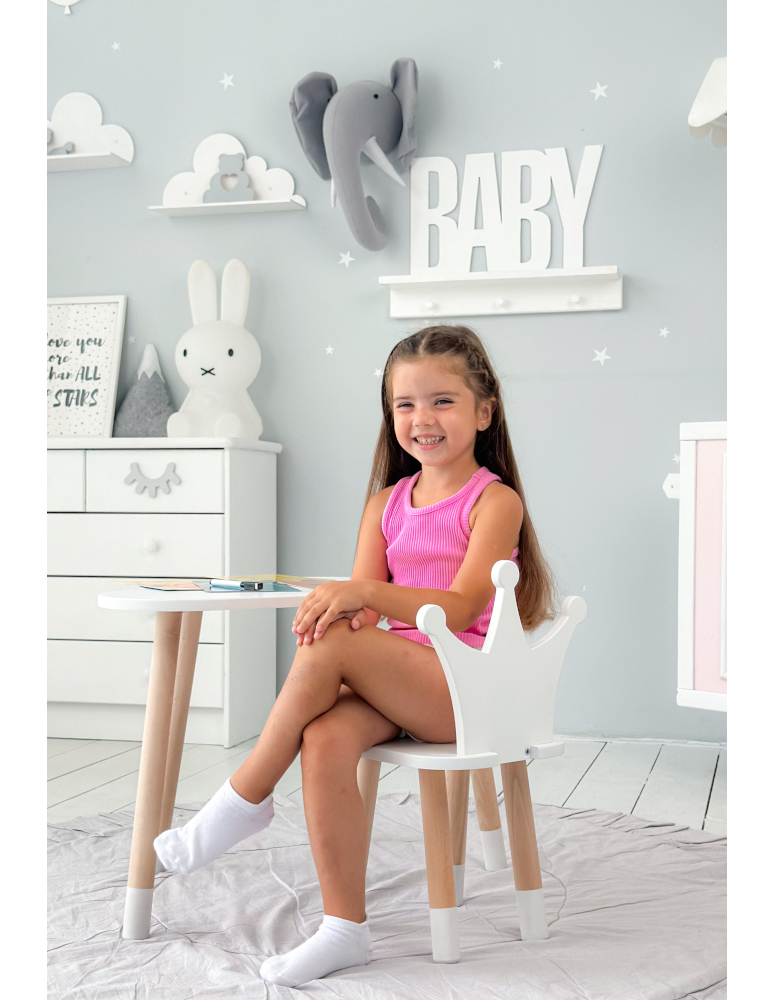 Stoły i ławki - Stolik chmurka z krzesełkiem korona biały komplet stoliczek krzesło zestaw - produkt b2b.wamar.biz 5