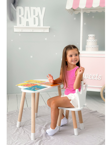 Stoły i ławki - Stolik chmurka z krzesełkiem korona biały komplet stoliczek krzesło zestaw - produkt 6