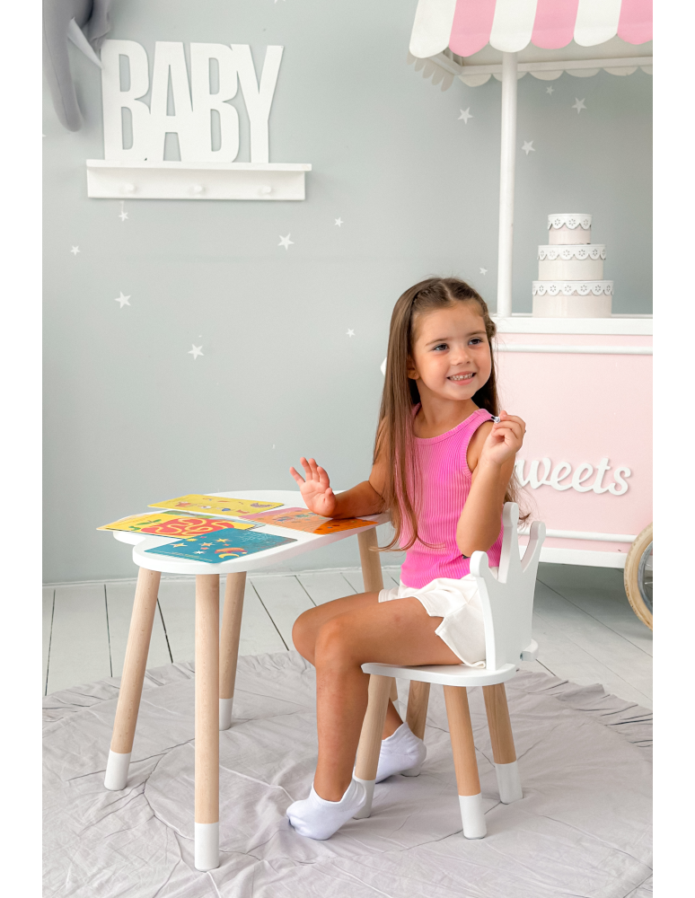 Stoły i ławki - Stolik chmurka z krzesełkiem korona biały komplet stoliczek krzesło zestaw - produkt b2b.wamar.biz 6