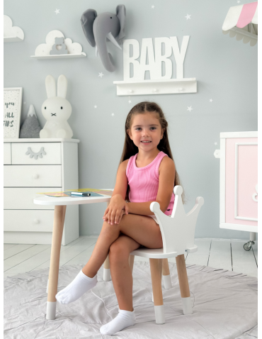 Stoły i ławki - Stolik chmurka z krzesełkiem korona biały komplet stoliczek krzesło zestaw - produkt 7