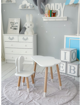 Stoliczek chmurka krzesełko motylek krzesło stolik stół biały zestaw brąz - product 2