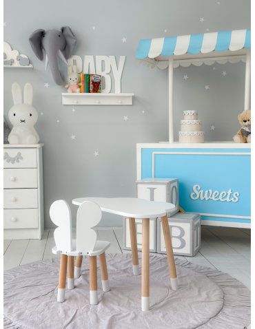 Stoły i ławki - Stoliczek chmurka krzesełko motylek krzesło stolik stół biały zestaw brąz - produkt 3