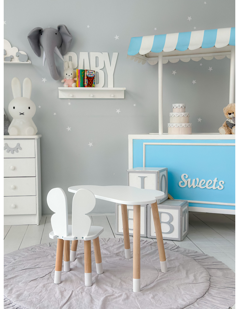 Stoły i ławki - Stoliczek chmurka krzesełko motylek krzesło stolik stół biały zestaw brąz - produkt b2b.wamar.biz 3