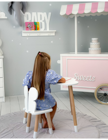 Stoły i ławki - Stoliczek chmurka krzesełko motylek krzesło stolik stół biały zestaw brąz - produkt 4