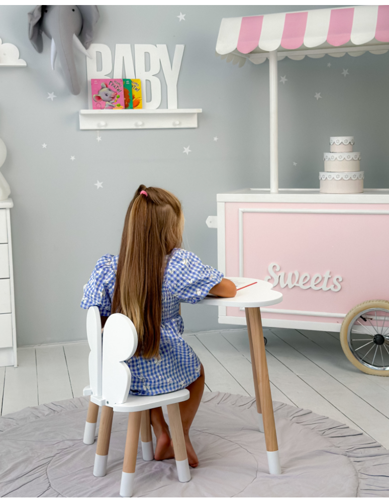 Stoły i ławki - Stoliczek chmurka krzesełko motylek krzesło stolik stół biały zestaw brąz - produkt b2b.wamar.biz 4