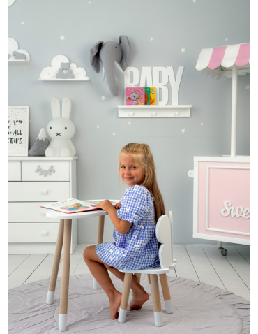 Stoły i ławki - Stoliczek chmurka krzesełko motylek krzesło stolik stół biały zestaw brąz - produkt 5