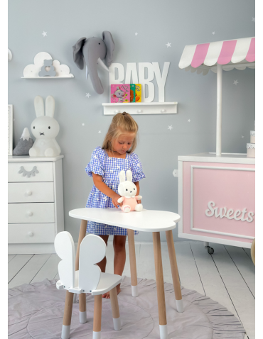 Stoły i ławki - Stoliczek chmurka krzesełko motylek krzesło stolik stół biały zestaw brąz - produkt 7