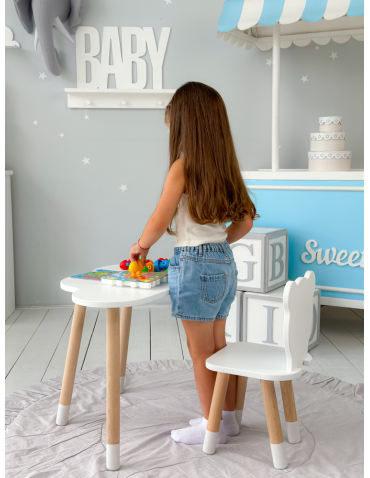 Stoły i ławki - Zestaw dla dziecka stolik chmurka krzesełko miś bały zestaw unisex komplet - product 4