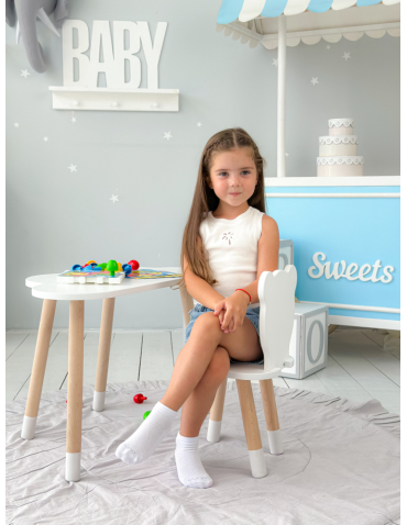 Stoły i ławki - Zestaw dla dziecka stolik chmurka krzesełko miś bały zestaw unisex komplet - product 6