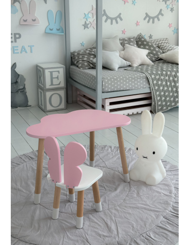 Dziecięcy stolik chmurka krzesełko motylek różowy zestaw stół krzesło pink - product 2