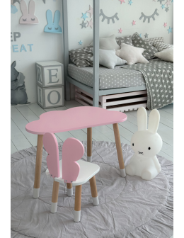 Dziecięcy stolik chmurka krzesełko motylek różowy zestaw stół krzesło pink - product 2